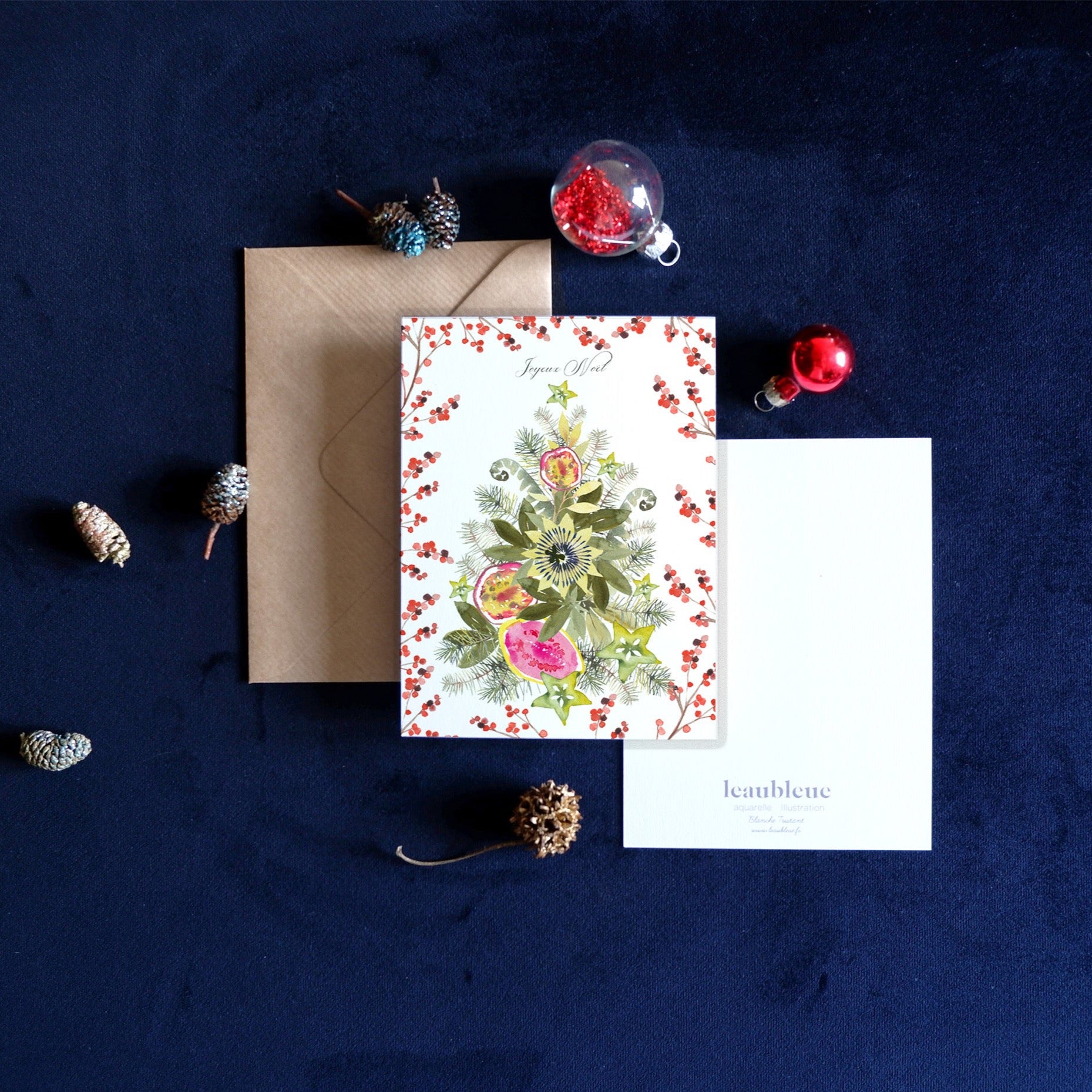 Carte de voeux Sapin "Joyeux Noël"(+enveloppe Kraft )