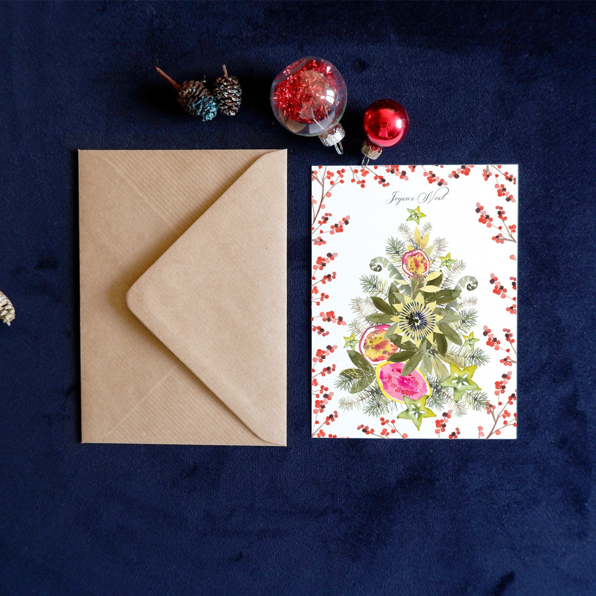 Carte de voeux Sapin "Joyeux Noël"(+enveloppe Kraft )