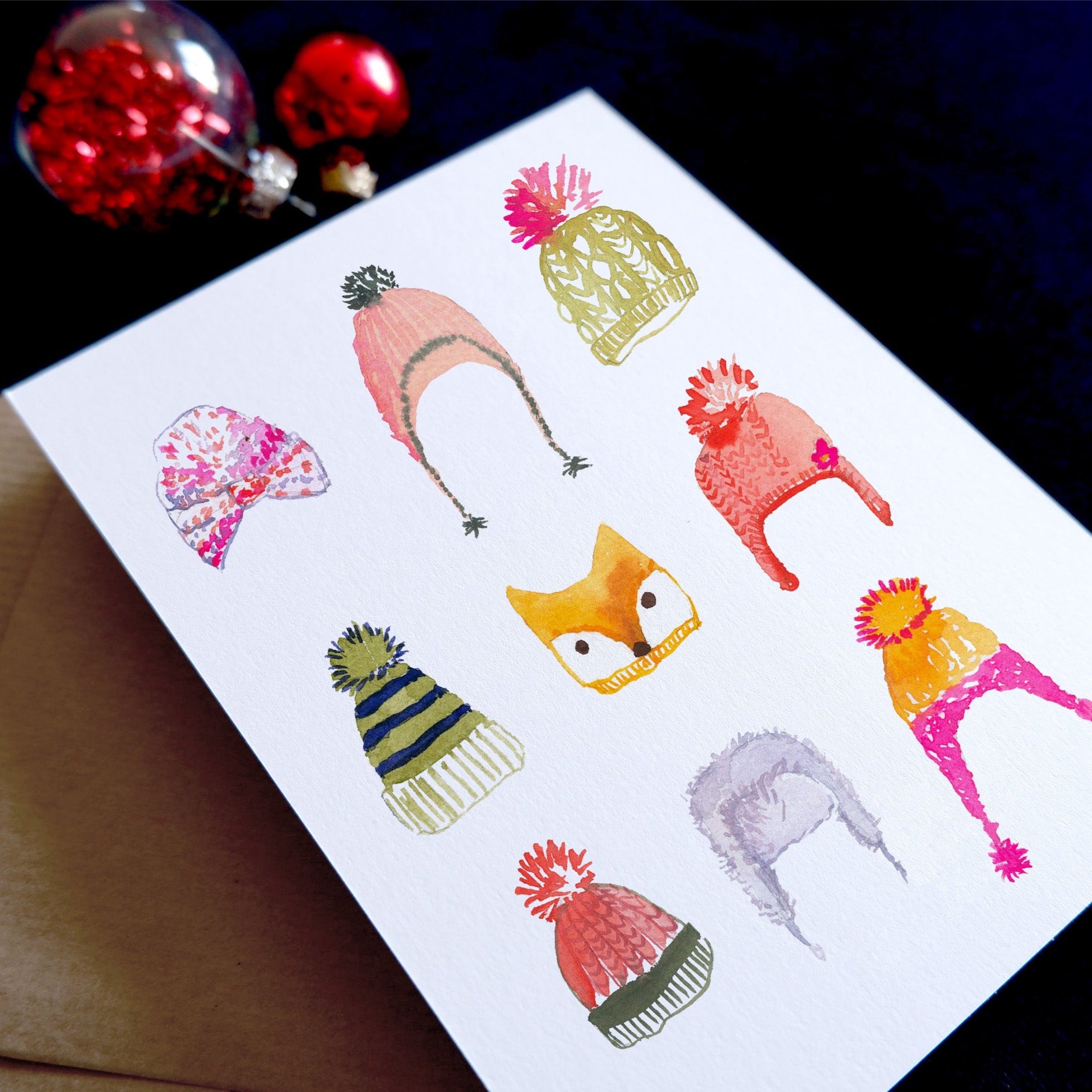 Carte de voeux Mes p'tits bonnets (+enveloppe Kraft )