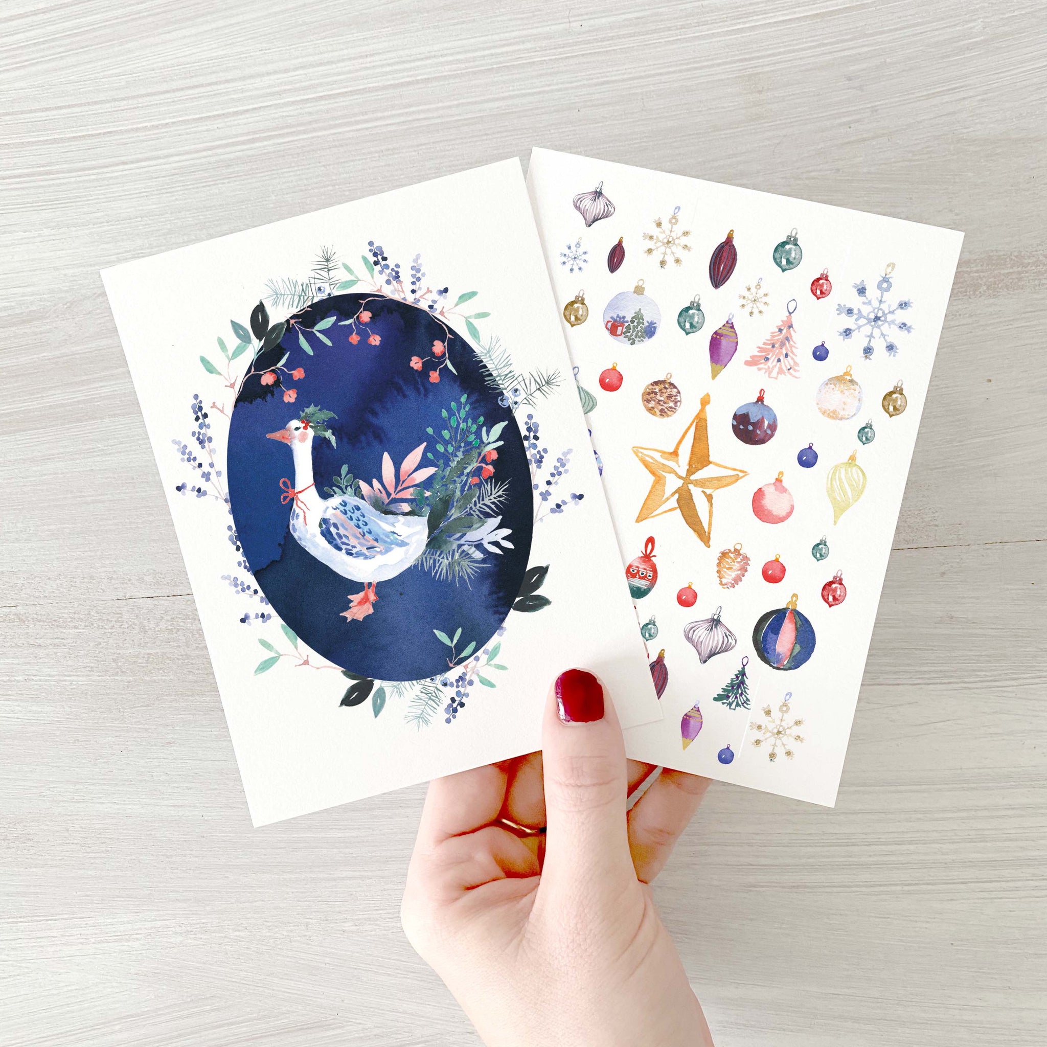 Carte de voeux Oie de Noël (+enveloppe Kraft )