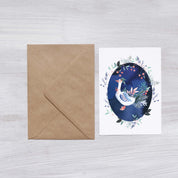 Carte de voeux Oie de Noël (+enveloppe Kraft )