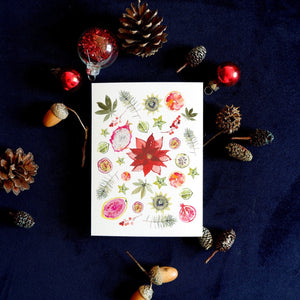 Carte de voeux Fruits de Noël (+enveloppe Kraft )