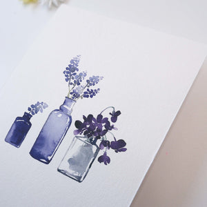 CARTE (+enveloppe blanche) - Petits vases Bleus